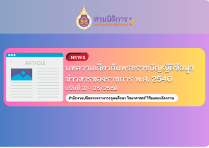 บทความเกี่ยวกับพระราชบัญญัติข้อมูลข่าวสารของราชการ พ.ศ. 2540 ฉบับที่ 31 – 35/2568